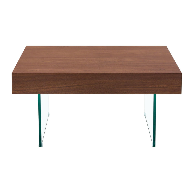 Natural Style Coffee Table With Glass Legs - Wood Grain Texture