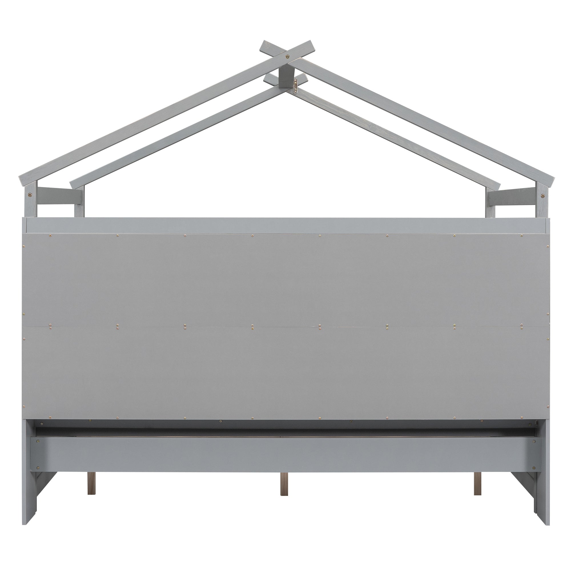 Full Size House Bed with Storage Shelves and 2 Drawers, Brushed Gray - Atlantic Fine Furniture Melbourne FL
