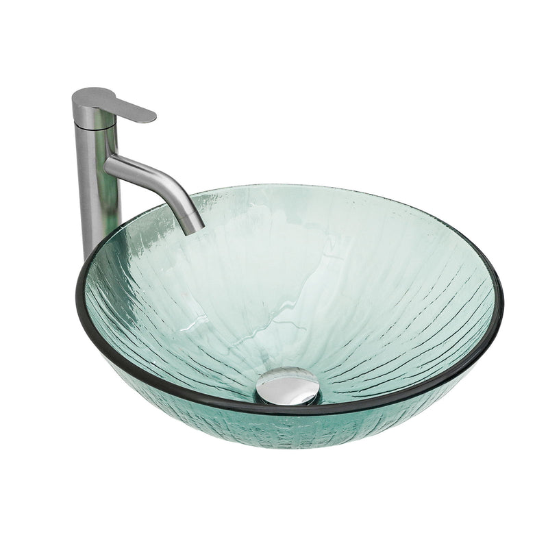 Vessel Sink With Trim, Round Bowl, Pop Up Drain (No Faucet) - Green