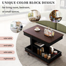 Adjustable End Table With Wheels, 360°Rotating Top And Storage Space