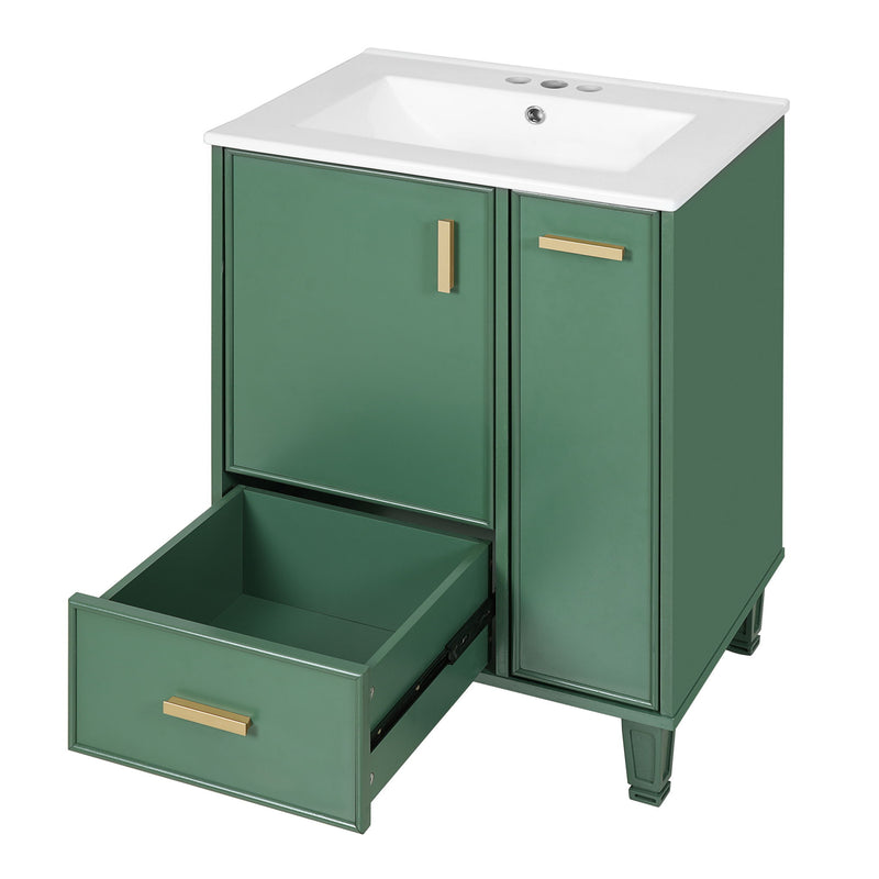 Bathroom Vanity With Sink, Deep Drawer, Door Shelf, 2 Tier Basket
