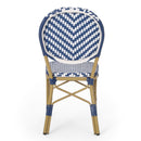 Outdoor Rattan And Aluminum French Armless Bistro Chairs Set - Navy Blue