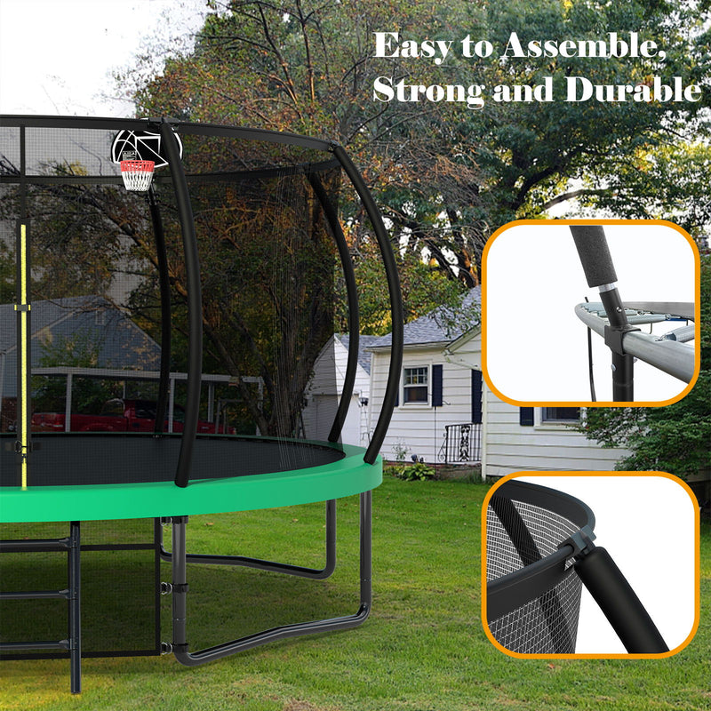 Trampoline With Enclosure, Recreational Trampolines With Ladder And Antirust Coating, Astm Approval Outdoor Trampoline For Kids