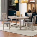 5 Piece Wood Dining Table Set With Extendable Round Table And 4 Chairs