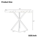 Mid Century Modern Square Dining Table Set With Faux Marble Tabletop And Iron Legs For 4, Space Saving Design - Brown / Blue