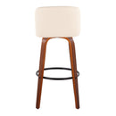 Toriano - Mid Century Modern Fixed Height Barstool Swivel And Round Footrest (Set of 2)