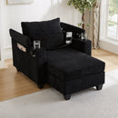 Convertible Chaise Lounge Sofa Chair With USB Ports, Cup Holders, Phone Holder And Storage