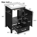 Bathroom Vanity With Ceramic Sink, Soft Close Drawers, Door Organizer, Divider Drawer, Adjustable Foot Pads