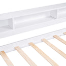 Twin XL Wood Daybed with 2 Trundles, 3 Storage Cubbies, 1 Light for Free and USB Charging Design, White