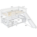 Low Bunk Bed With Slide, Fence And Ladder