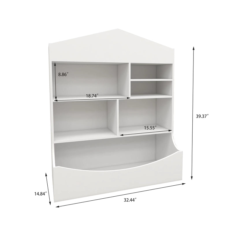 Children's Multi-Functional 7 Shelf Bookcase, Storage Display, Rack, Organizer - White