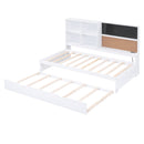 Twin Size Daybed With Storage Shelvesboard, Cork Board, USB Ports And Trundle - White