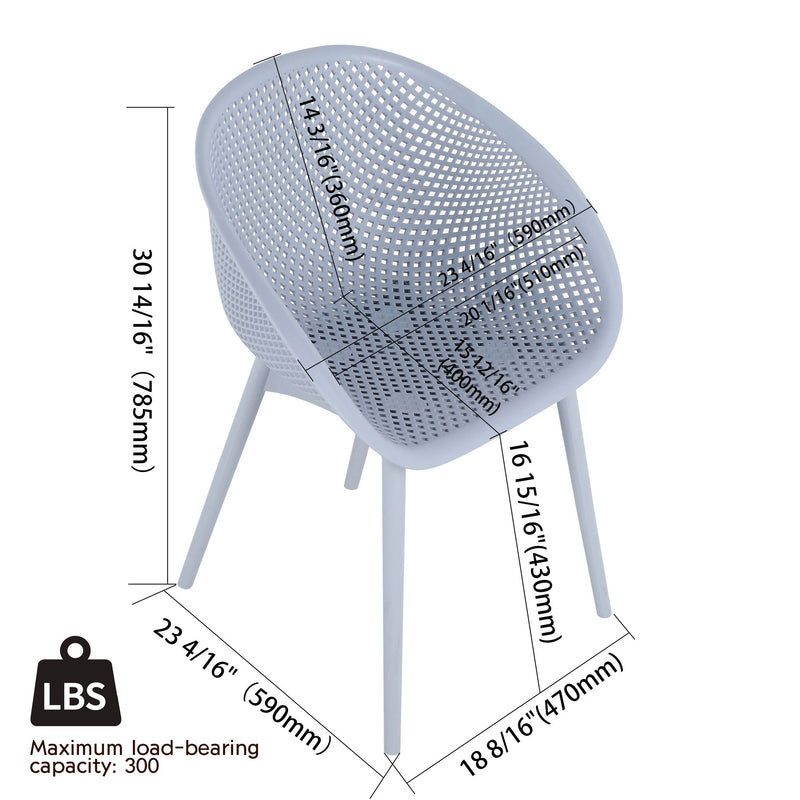 2 Piece Durable Single Chair With Mesh Hollow Out Design
