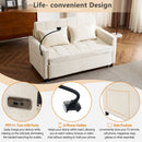Pull-Out Sleeper Sofa With Reversible Backrest Cushion, Side Pockets, 2 USB Ports And A Phone Holder For Living Room