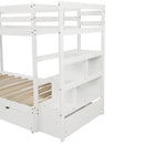 Twin over Twin/King (Irregular King Size) Bunk Bed with Twin Size Trundle, Extendable Bunk Bed   (White)(OLD SKU :LP000032AAK)