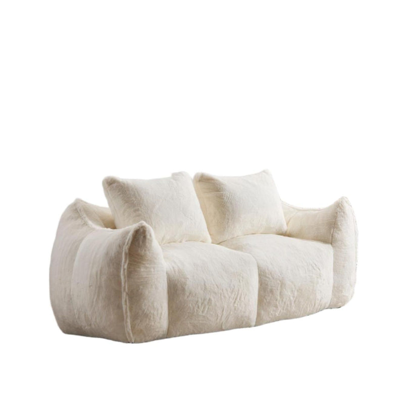 Giant Bean Bag Couch, Ultra Soft Fluffy Loveseat For Living Room Reading Chair With Pillows - White