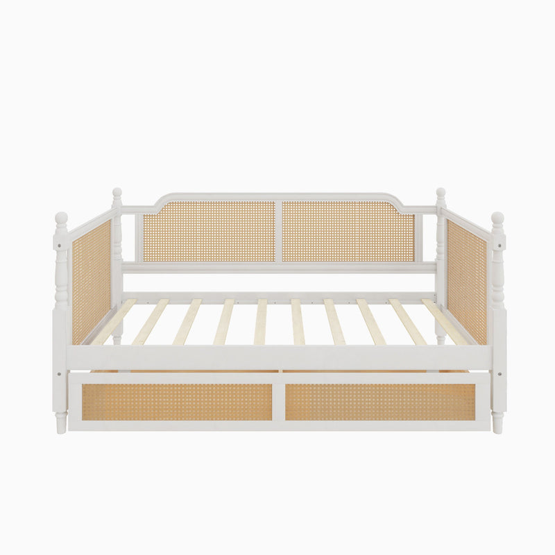 Traditional Style Rattan Daybed, No Box Spring Needed