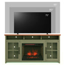 Vineyard - 74" Fireplace TV Stand Console For TVs Up To 85" - Sage Green And Fruitwood