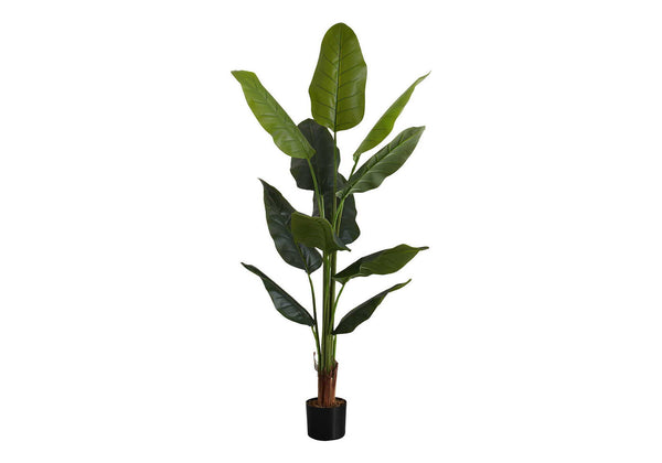 Artificial Plant, 59" Tall, Strelitzia Tree, Indoor, Faux, Fake, Floor, Greenery, Potted, Real Touch, Decorative - Green / Black