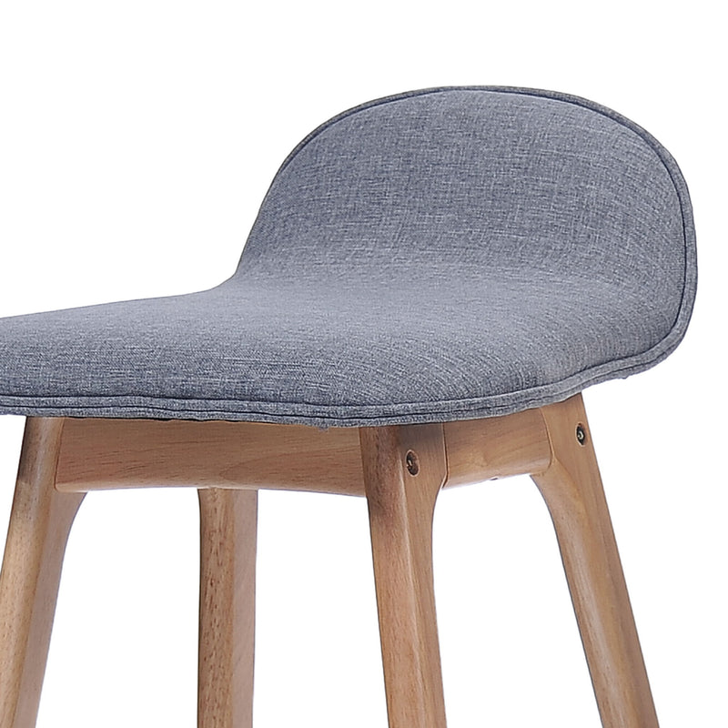 Mid Century Modern Upholstered Low Back Barstools (Set of 2) - Gray / Natural Oak