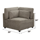 Rylie - Modular Wedge With 3 Pillows - Brown Linen