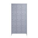 15 Door Lockers With Lock For Storage In Home, Gym, Office, And School - Gray