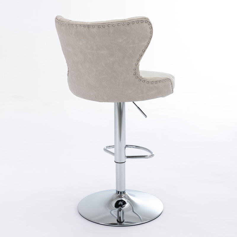 Swivel Barstools Adjusatble Seat Height From 25-33", Modern Upholstered Chrome Base Bar Stools With Backs Comfortable Tufted For Home Pub And Kitchen Island