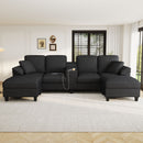 Modern U-Shaped Sectional Sofa With Storage Ottomans