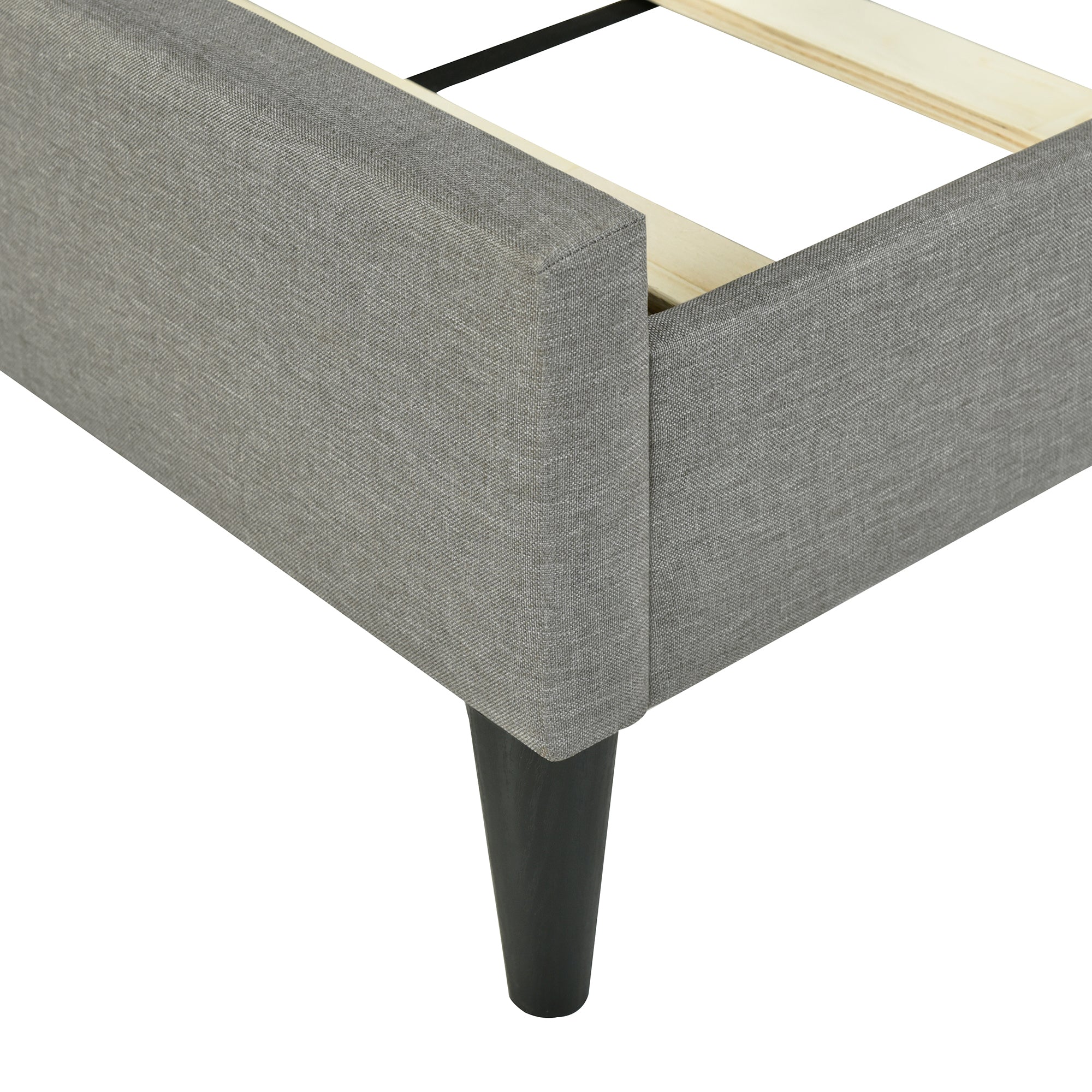 Queen size Upholstered Platform Bed with Storage Headboard, Sensor Light and a set of Sockets and USB Ports, Linen Fabric, Gray - Atlantic Fine Furniture Melbourne FL
