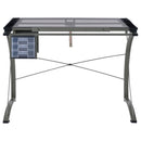 Melo - Glass Top DRAFting Table With Storage - Silver - Atlantic Fine Furniture Inc