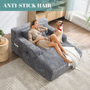 Chenille Interior Lazy Sofa Chaise Longue Armchair With 3 Pillows And Armrests