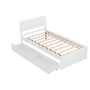 Modern Twin Bed Frame With 2 Drawers For White High Gloss Headboard and Footboard With Washed White Color