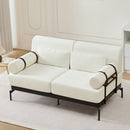 Modern Loveseat Sofa 2 Seater With USB Ports, Cylindrical Armrests