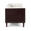 Contemporary 3 Seater Sofa With Button Tufted Waffle Stitching - Beige