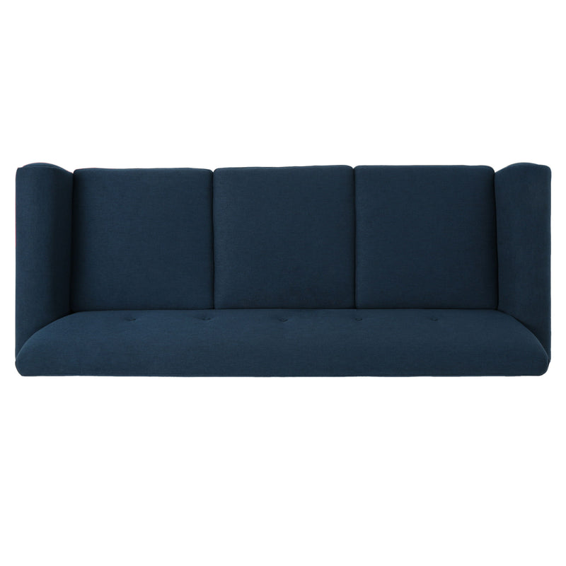 Comfy 3 Seat Sofa With Wooden Legs, Modern Style For Living Room And Study - Navy Blue