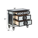 Varian II - Nightstand - Black Velvet & Black & Sliver Finish - Atlantic Fine Furniture Inc