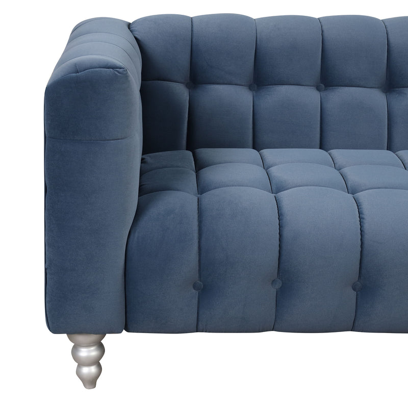 Modern Sofa Dutch Fluff Upholstered Sofa & Wood Legs, Buttoned Tufted Backrest