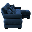 Modern Sectional Sofa With Ottoman, Round Bolster Armrests, Waist And Throw Pillows