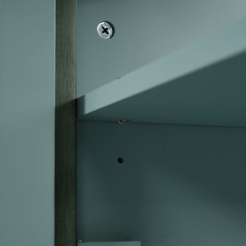 Bathroom Vanity With Rectangle Sink, Tip Out Tray - Antique Blue Green