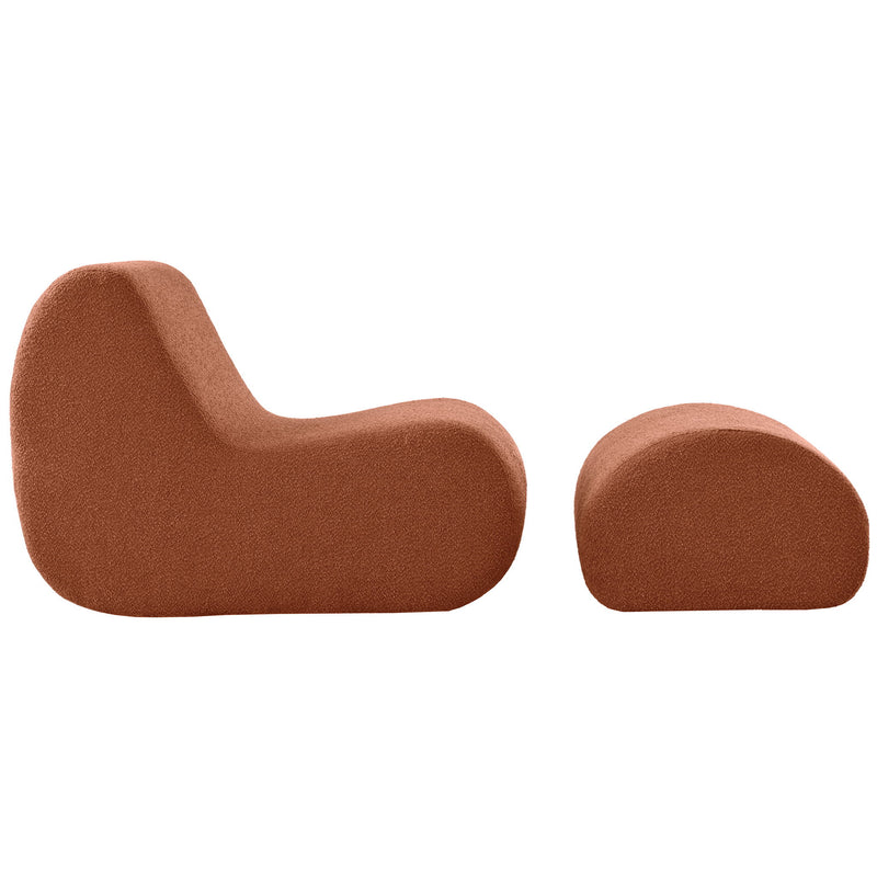 Curved Lounge Chair With Ottoman And High Resilience Foam