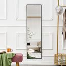 Aluminum Frame Minimalist Mirror, Bathroom Bedroom Wall Mirror, Elevating Contemporary Interiors, Can Be Wall Mounted Or Opened As A Standing Mirror - Black