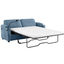 Corduroy Sleeper Sofa Loveseat Sofa With Full Size Mattress, 2 USB Ports, 2 Cup Holders, 2 Side Pockets And Phone Holder
