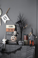 Light Plaid Pumpkin, For Holiday Halloween Decor - Black / White