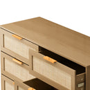 Modern Rattan Dresser With 6 Drawers For Bedroom And Living Room - Oak