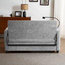 Pull-Out Sleeper Sofa With Reversible Backrest Cushion, Side Pockets, 2 USB Ports And A Phone Holder For Living Room