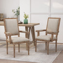 French Country Style Upholstered Dining Chair With Square Backrest