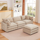 L Shaped Modular Sectional Sofa With Movable Ottoman, 3 Seater Comfortable Seating