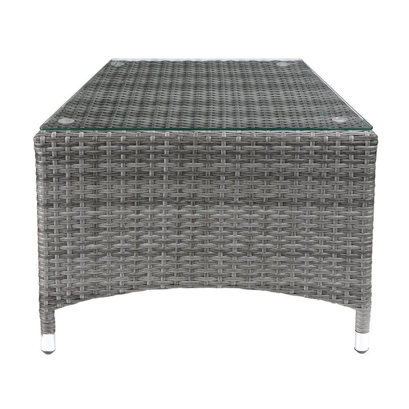 Tashelle - Patio Bistro Set - Gray Fabric & Gray Wicker