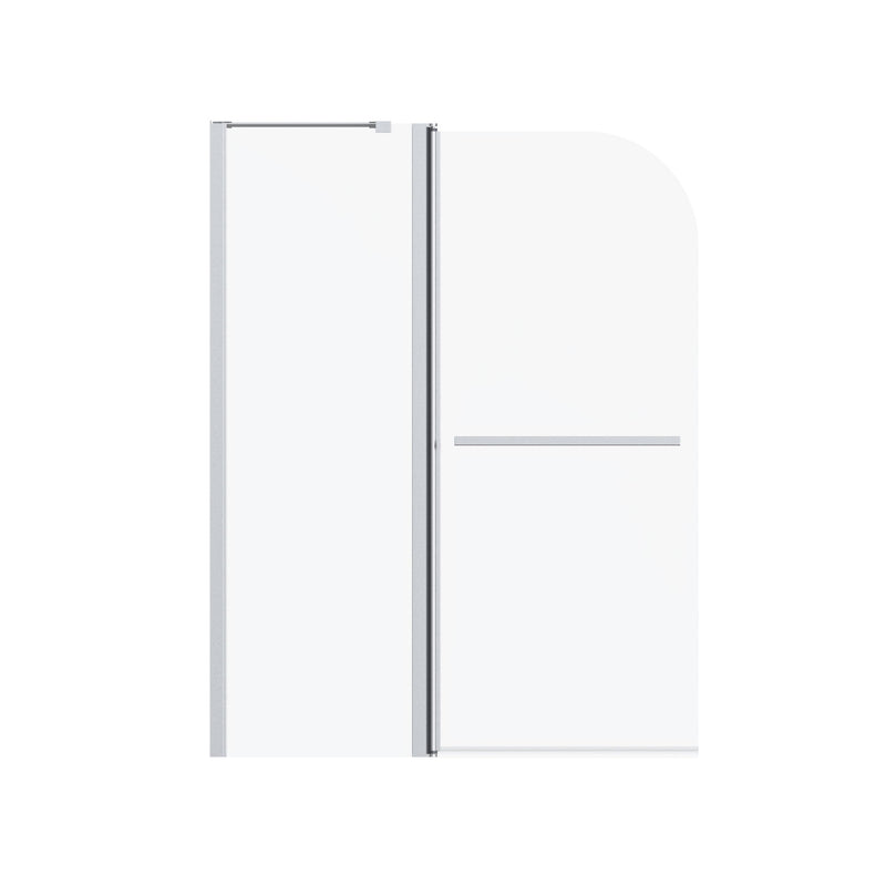 Frameless Folding Shower Doors For Bathtub With Pivot Tub Glass Door, 1 / 4" Tempered Glass