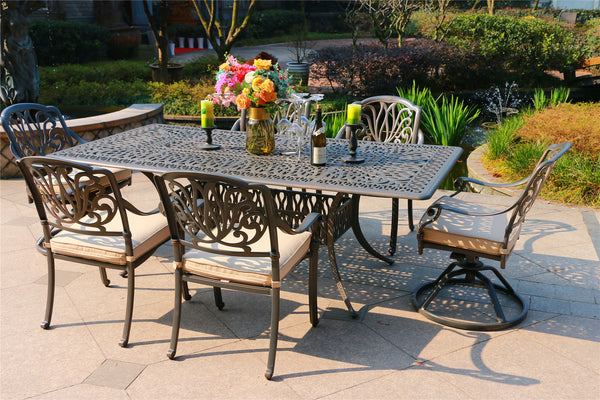 Rectangular 84.2" Long Dining Set With Sunbrella Cushions